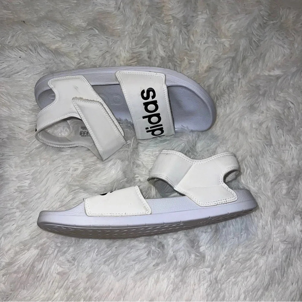 Adidas White Open Tor Slip on with Back Sandal size women’s 7